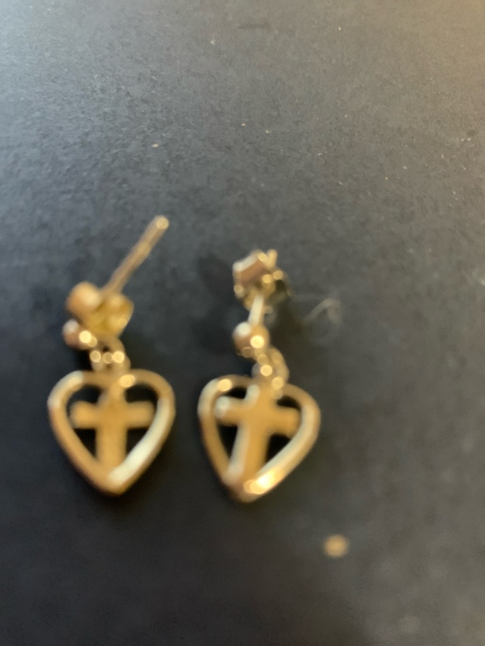 Gold Heart Cross Dangle Earrings - Women Jewelry